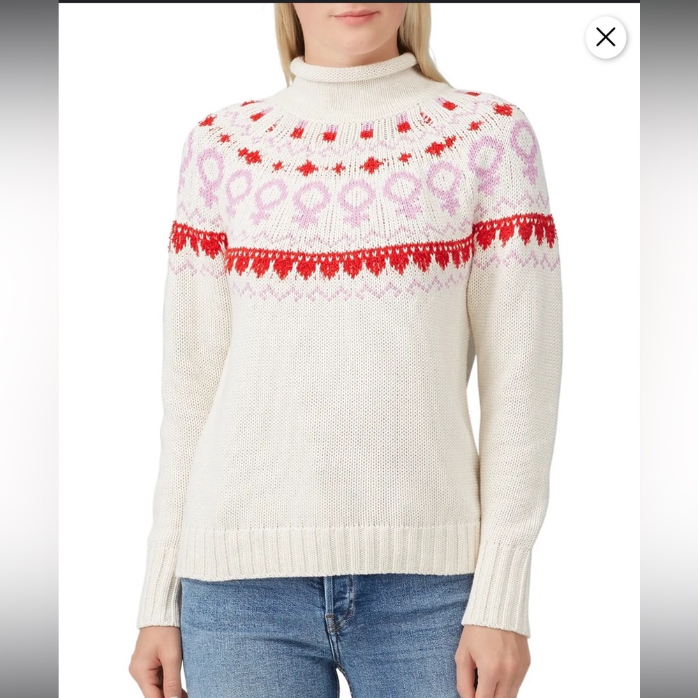 525 America Women's Empowerment Fair Isle Sweater‎ Ivory Size M